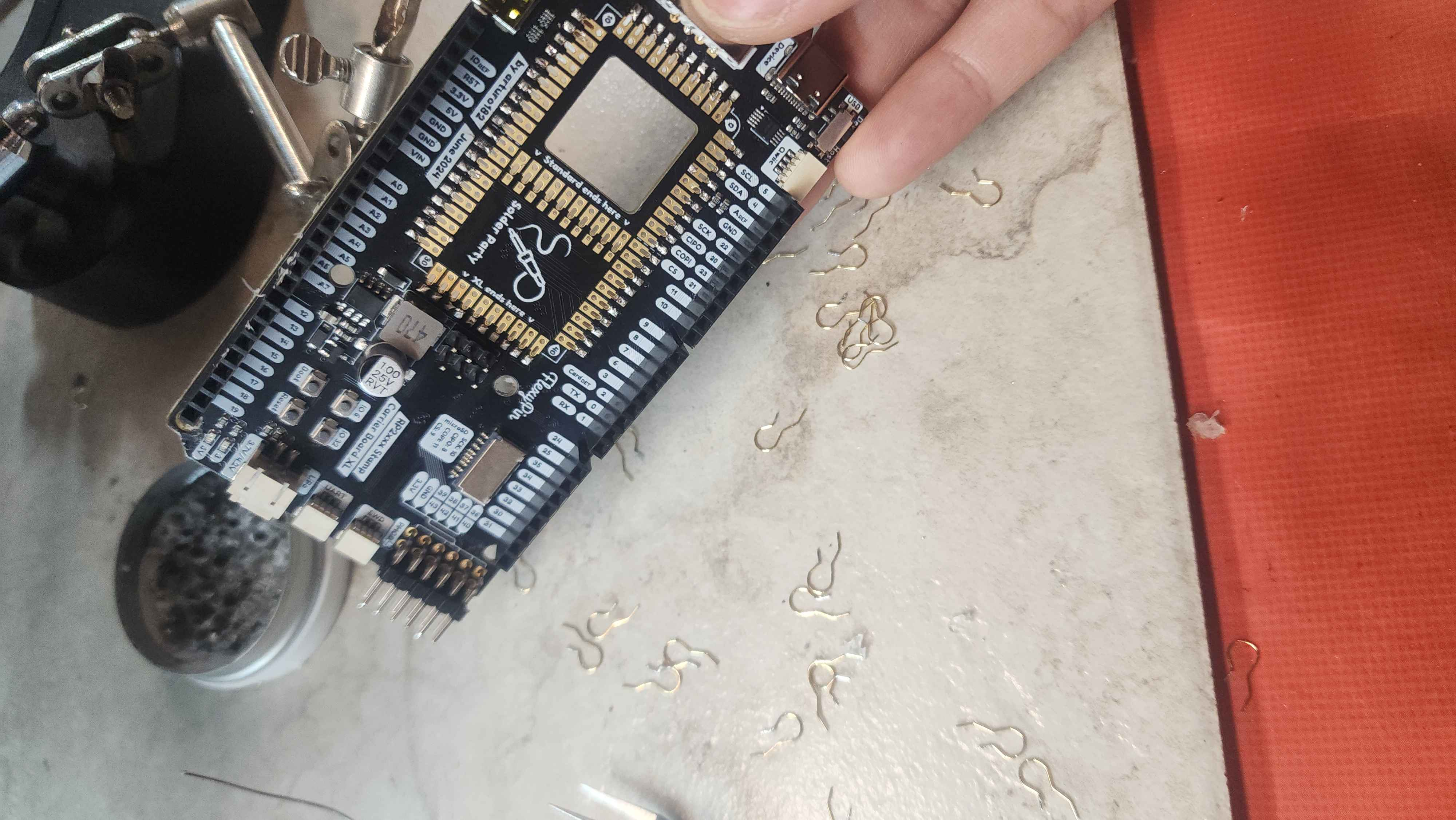 view of a carrier board with all of its FlexyPins removed